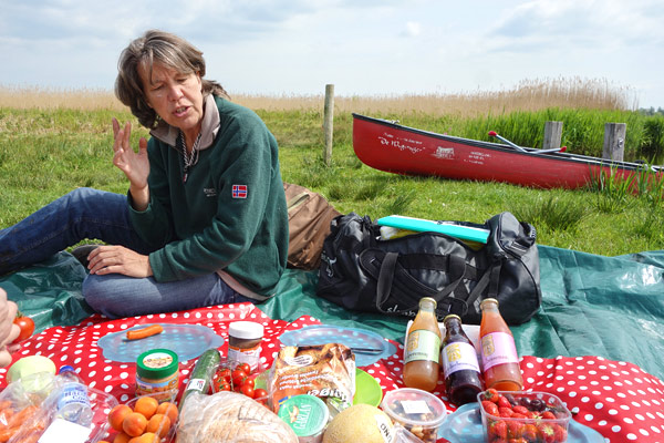 There’s no dry ground in the polder land, so a Wetlands Safari picnic is always spread out on a plastic sheet.