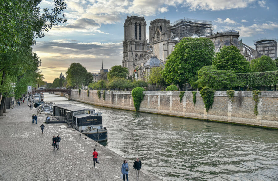Notre-Dame Cathedral with scaffolding.