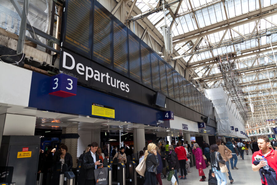 The Departures terminal at an airport