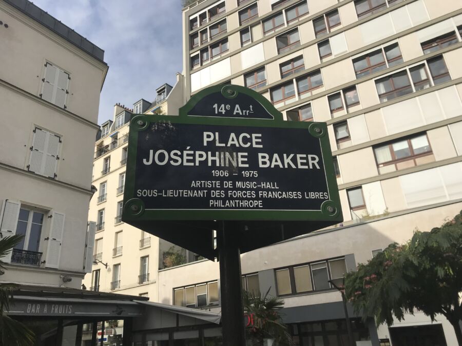 A sign at Place Josephine Baker