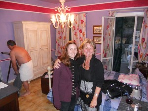 Readers of my guidebook never know when the author might pop into their bedroom. This family was enjoying Monica's B&B and the grand Cinque Terre view of Vernazza out their door.