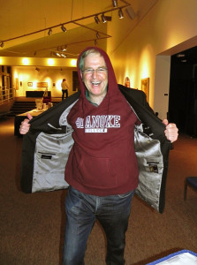 I got a nice thank-you sweatshirt — my first hoodie — at Roanoke College in Salem, Virginia.