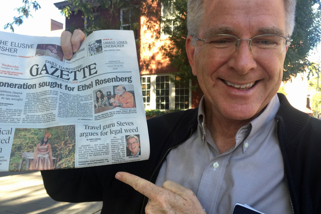 Rick Steves with newspaper