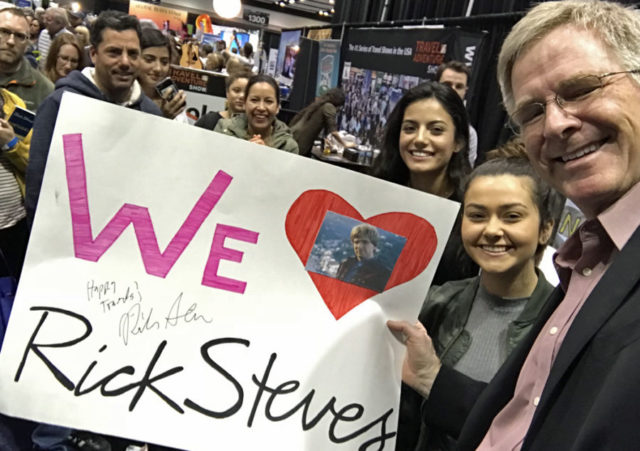 rick steves with fan poster